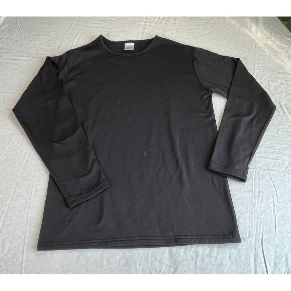 Real‎ Essentials Black Thermal Long Sleeve Shirt Medium 100% Polyester Unisex